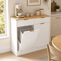 White Double Tilt Out Trash Can Cabinet H3082