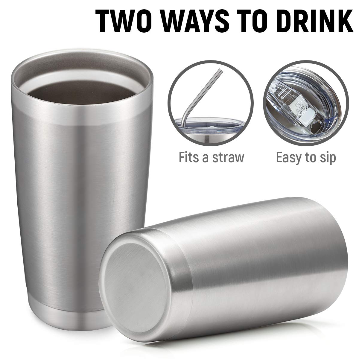 20oz Stainless Steel Insulated Tumbler with Lid and Straw 8 Pack Y201652