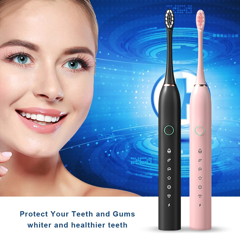 2 Pack Rechargeable Electric Toothbrushes with 8 Brush Heads F31477