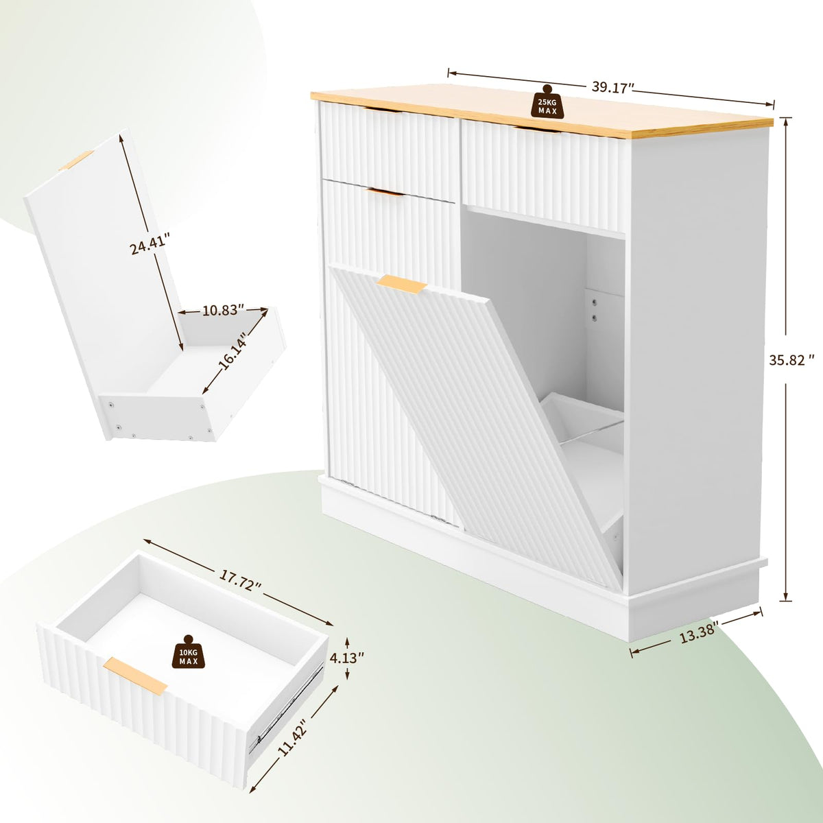 White Double Tilt Out Trash Can Cabinet H3082