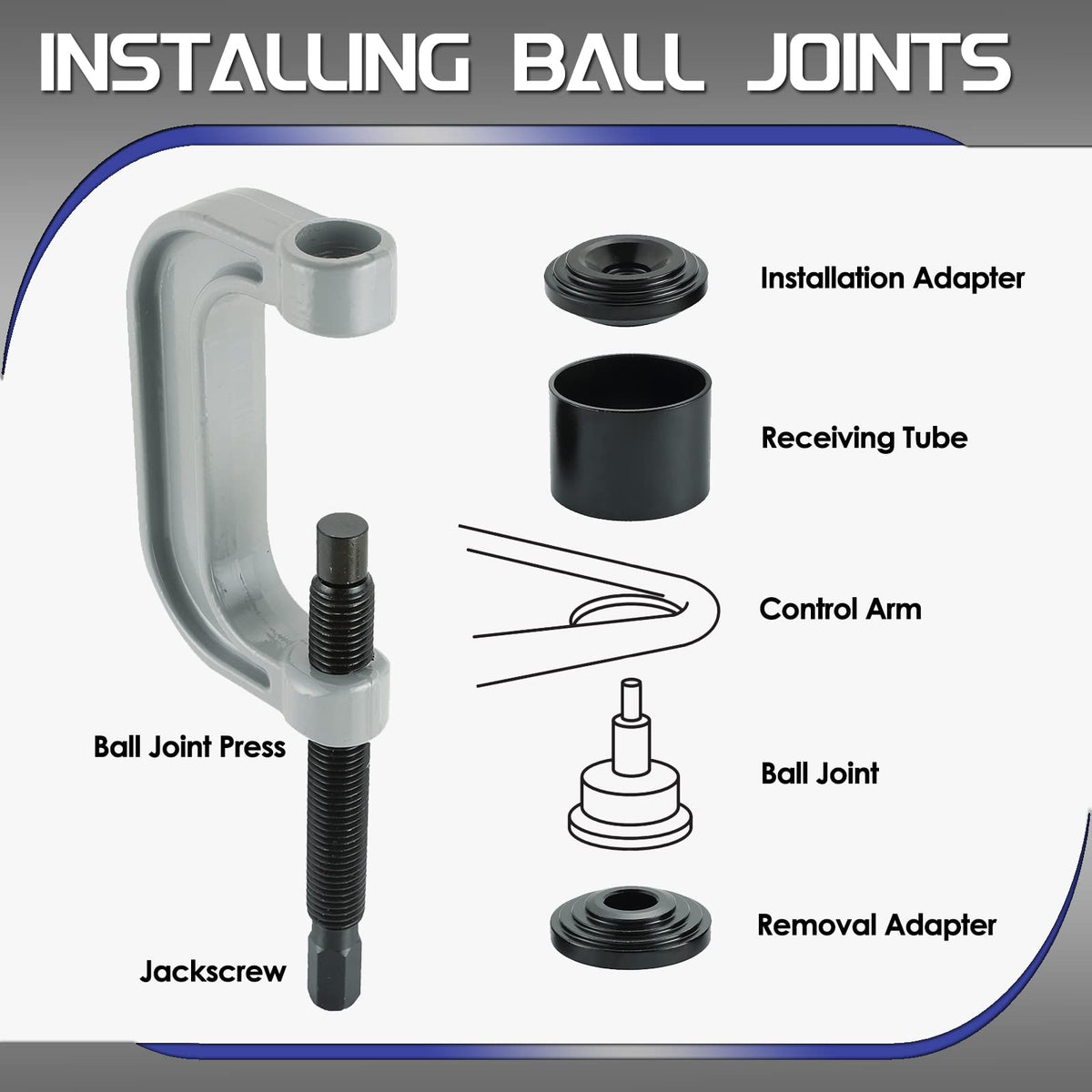 10 Pc Ball Joint Press Kit U Joint Removal Tool with Adapters E7800