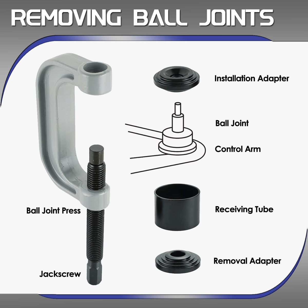 10 Pc Ball Joint Press Kit U Joint Removal Tool with Adapters E7800