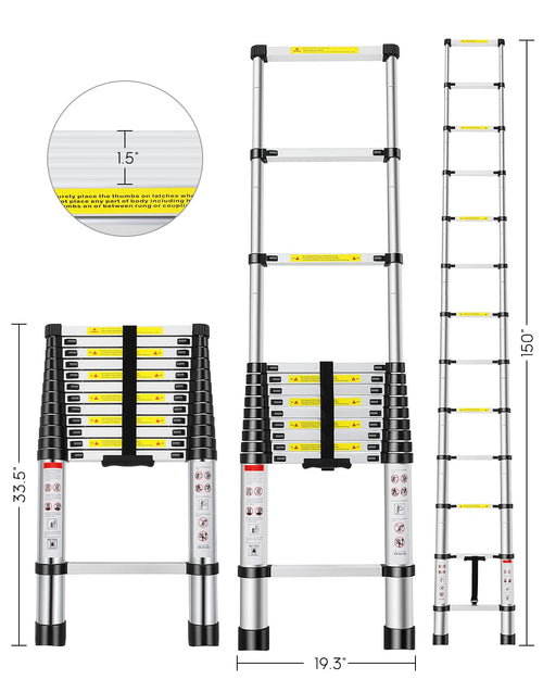 12.5FT Aluminum Telescoping Ladder 330 lb C5704