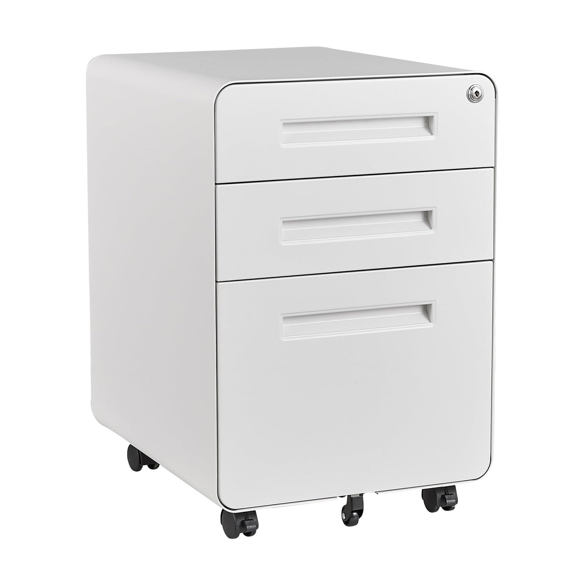 3 Drawer White Metal Filing Cabinet with Lock J41279