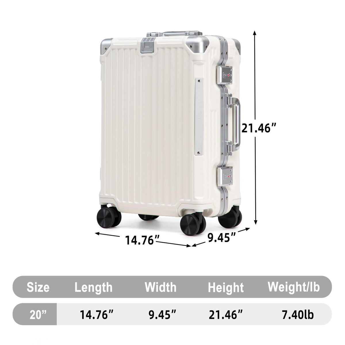20 In Aluminum Frame ABS Hard Shell Carry On Luggage X748