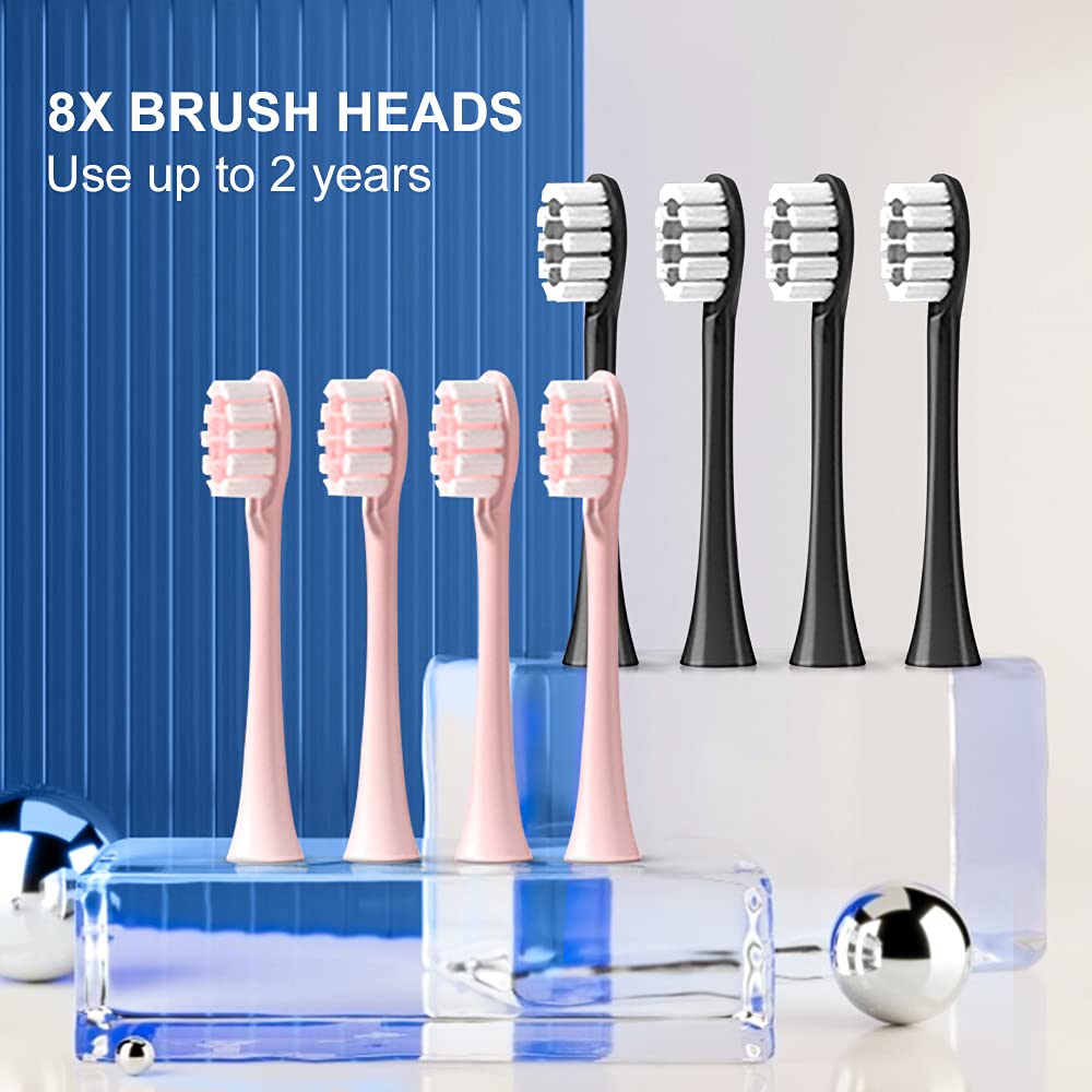2 Pack Rechargeable Electric Toothbrushes with 8 Brush Heads F31477