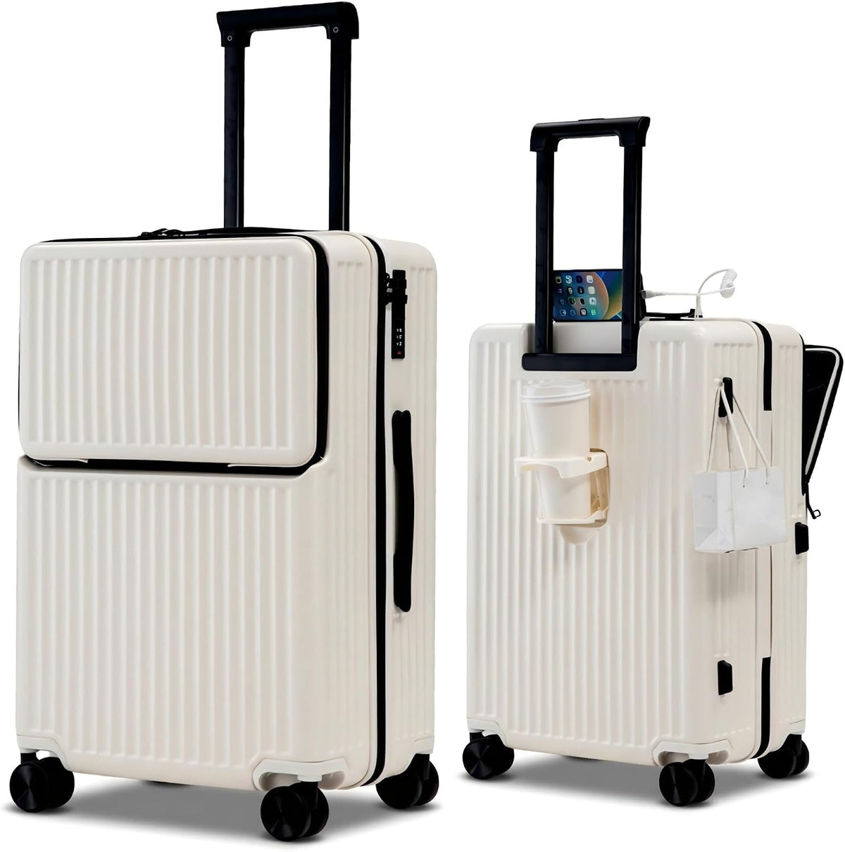 20-Inch Hardside Carry-On Luggage with Front Pocket, Ivory White M47681
