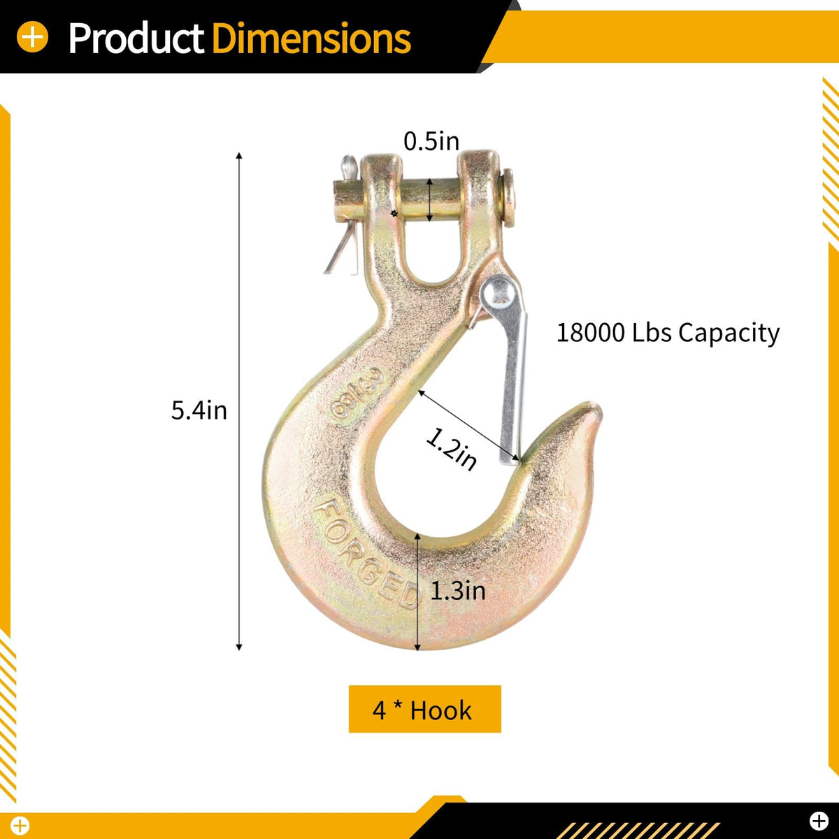 4-Pack 3/8 Forged Clevis Slip Hooks with Safety Latch N430