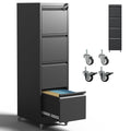 4 Drawer Black Metal File Cabinet with Lock J468