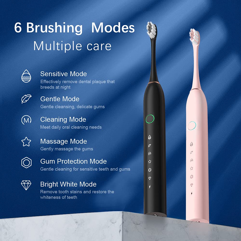 2 Pack Rechargeable Electric Toothbrushes with 8 Brush Heads F31477