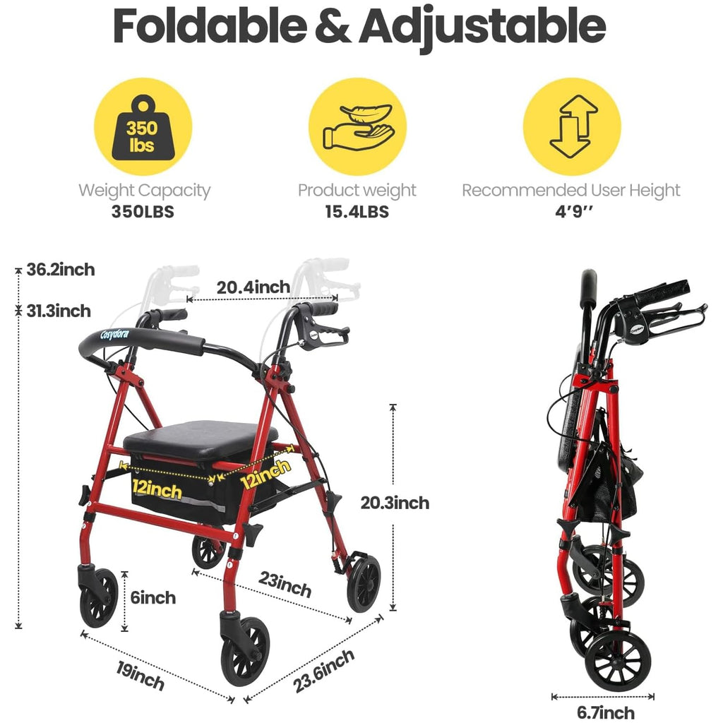 Heavy-Duty Rollator Walker with Seat X233748