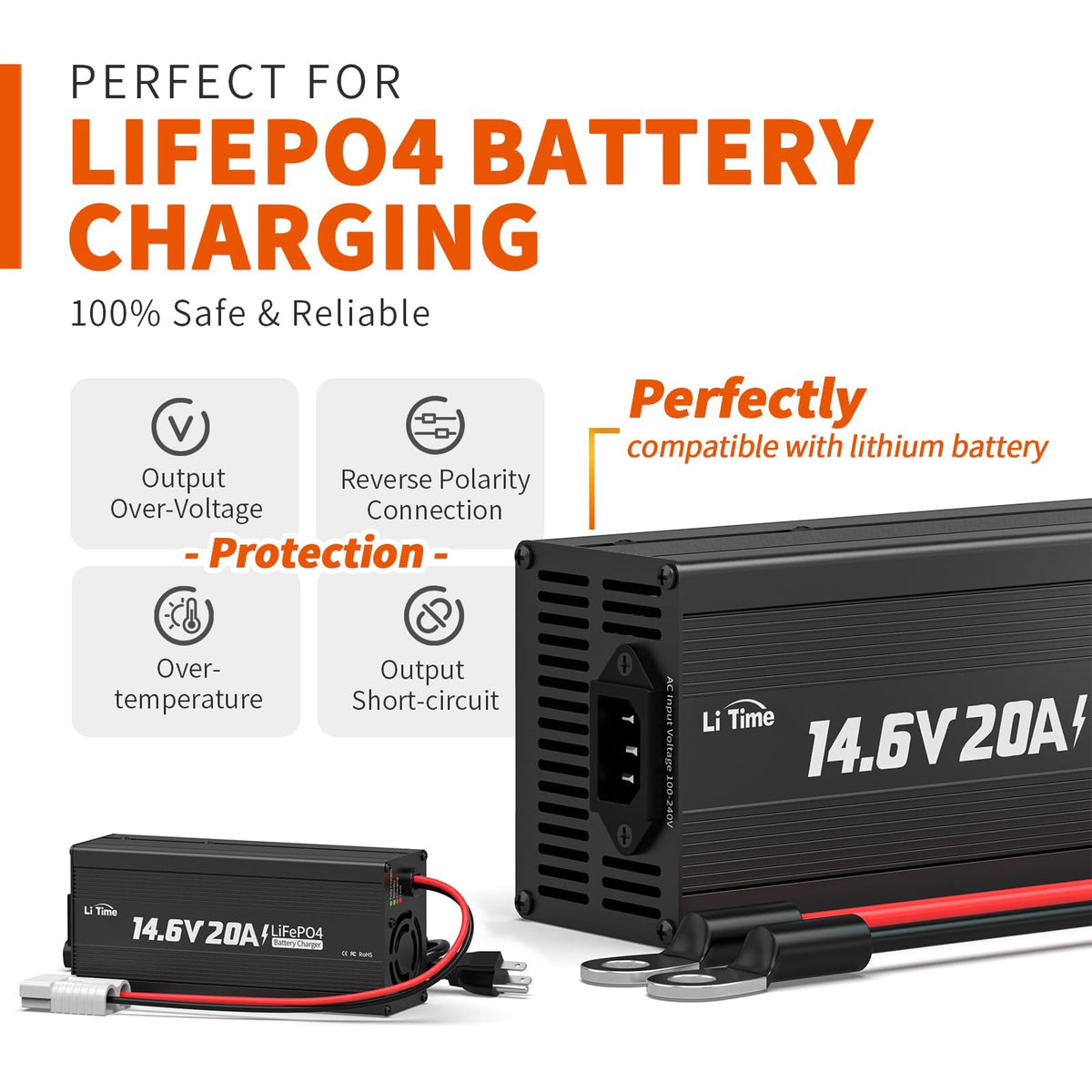 12V 100Ah Group 24 LiFePO4 Battery with Charger H6026