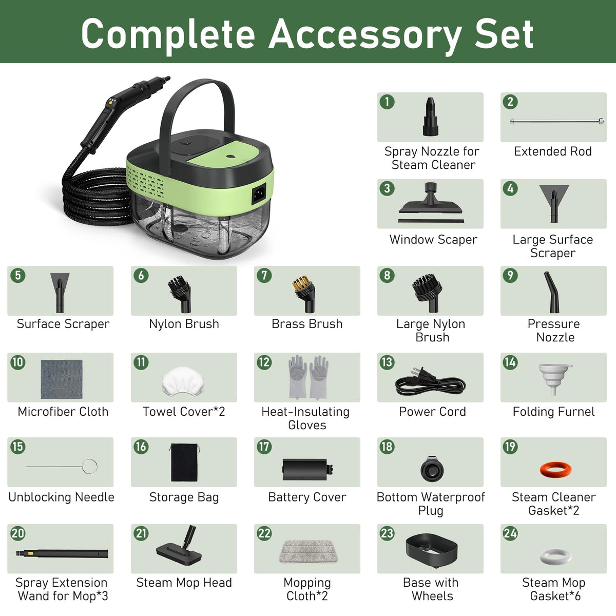 14 IN 1 Steam Cleaner Mop, Handheld Steamer, 1.6L Tank C805373