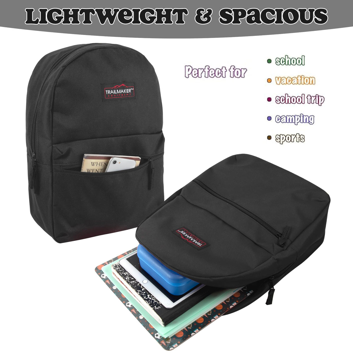 17 inch Backpacks with Adjustable Padded Straps N1016