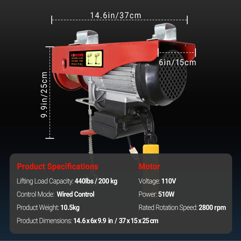 440 Lbs Electric Hoist Winch J3122