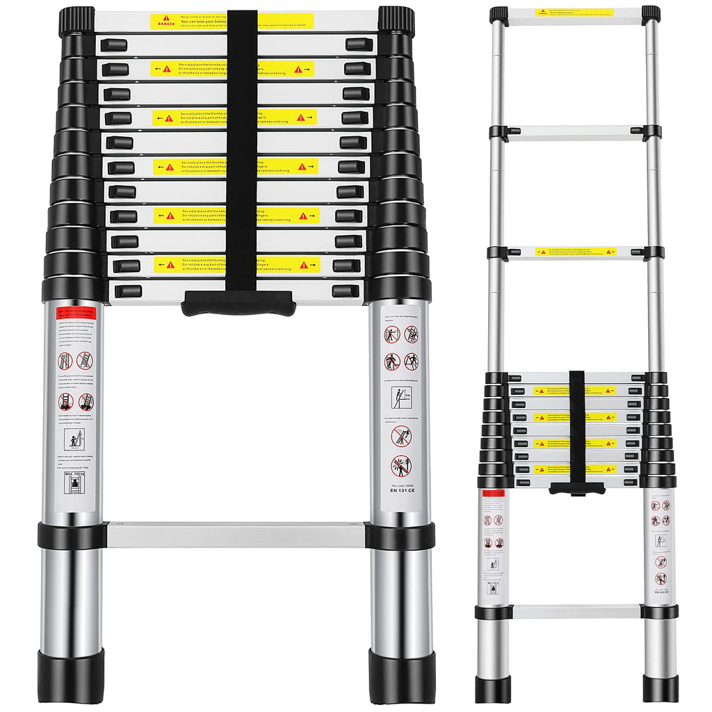 12.5FT Aluminum Telescoping Ladder 330 lb C5704