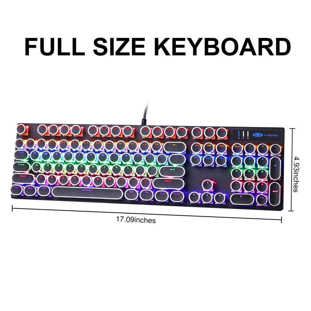Black Retro Mechanical Gaming Keyboard with RGB Backlit O289