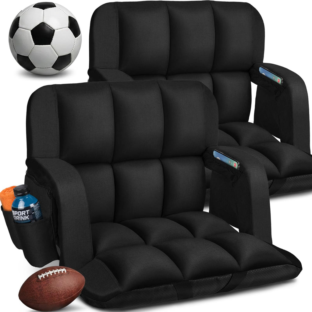 2 Pack 6 Reclining Positions Portable Stadium Seats with Back Support A681