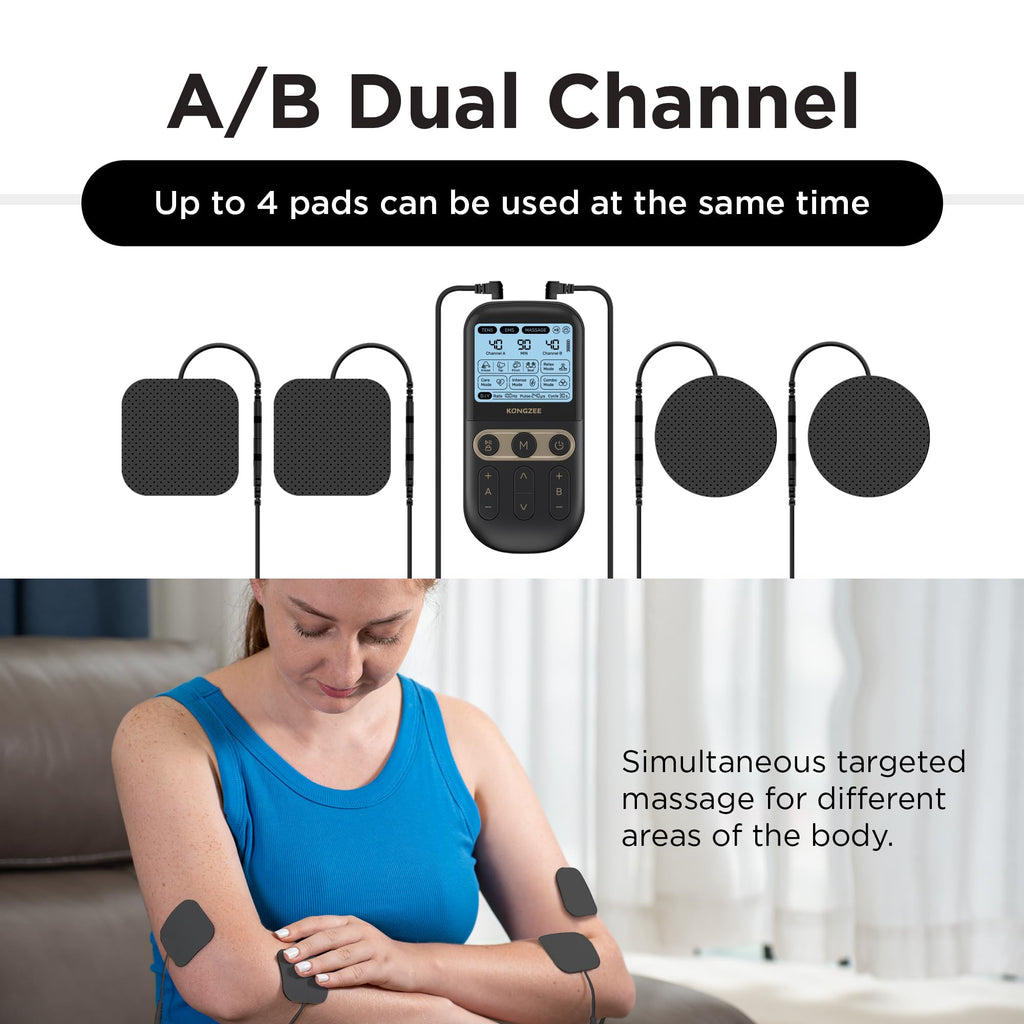 4 in 1 TENS Unit EMS Massage Muscle Stimulator Dual Channel Rechargeable U819