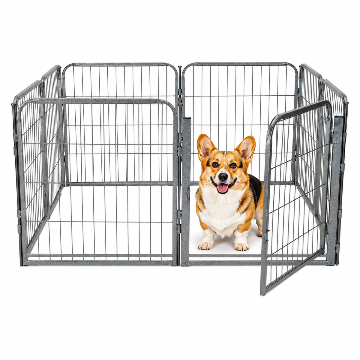 24 inch 8 Panel Portable Grey Metal Pet Playpen Q439578