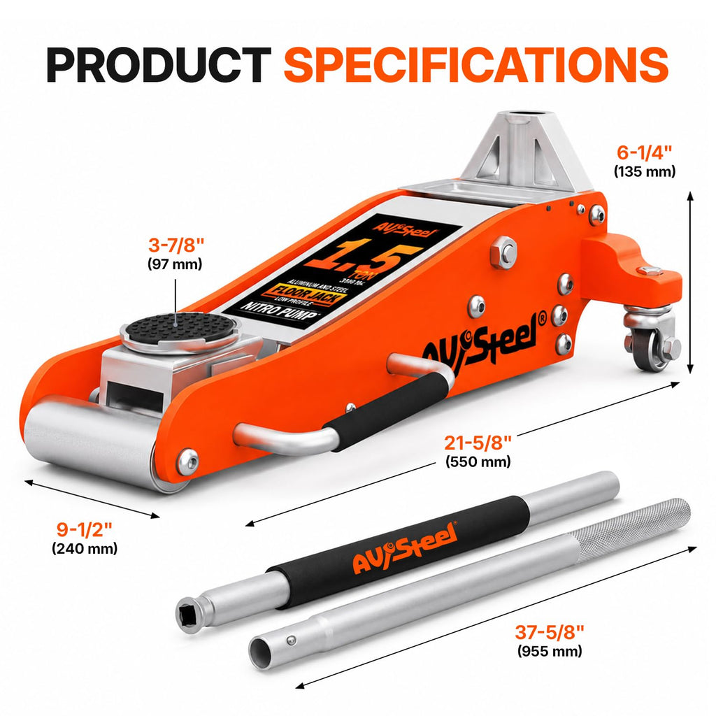 1.5 Ton Aluminum Steel Low Profile Hydraulic Floor Jack B912815