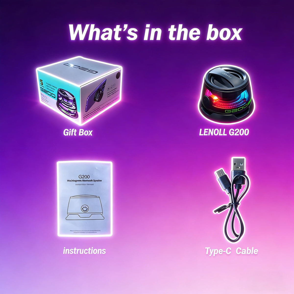 2 Pack Mini Bluetooth Speaker with RGB Lights U60479