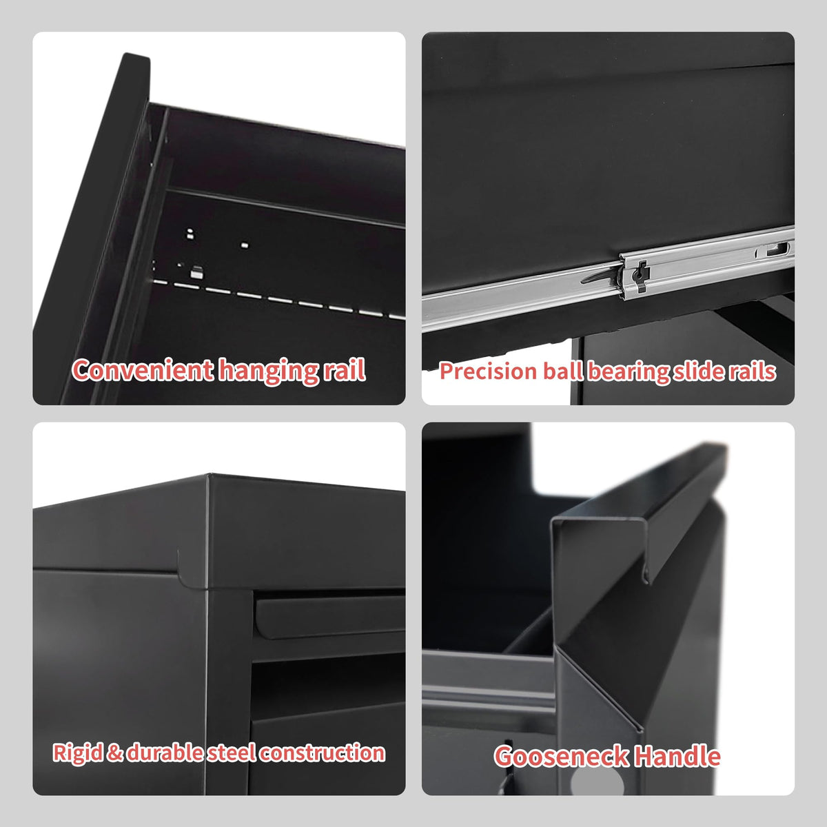 4 Drawer Black Metal File Cabinet with Lock J468