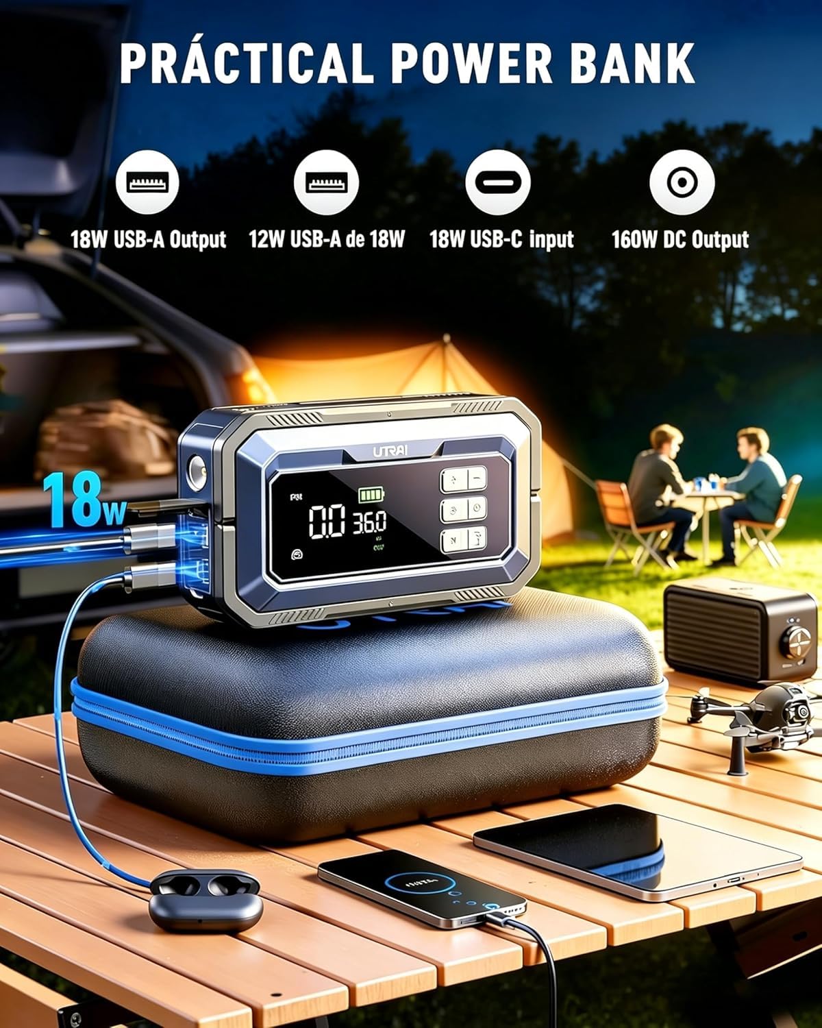 12V 8000A Portable Jump Starter with Air Compressor Y291203