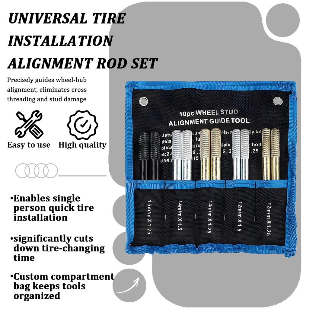10PCS Wheel Alignment Pin Guide Tool M14 x 1.5/1.25 M12 x 1.5/1.25 M15 x 1.25 E2547