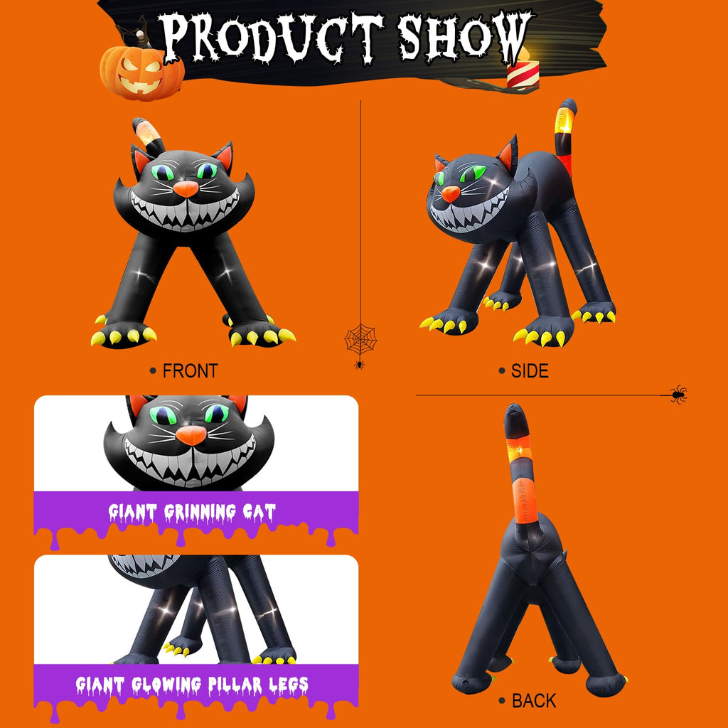 14FT Inflatable Black Cat Halloween Decoration with 7 LED B9734