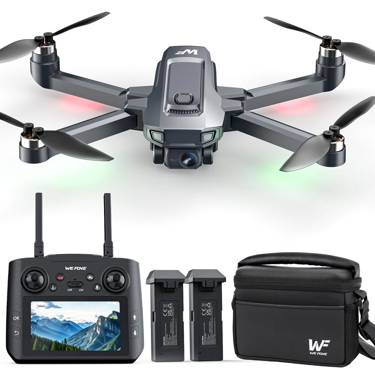4K Foldable GPS Drone with 4.5" Screen Under 249g Black U16464
