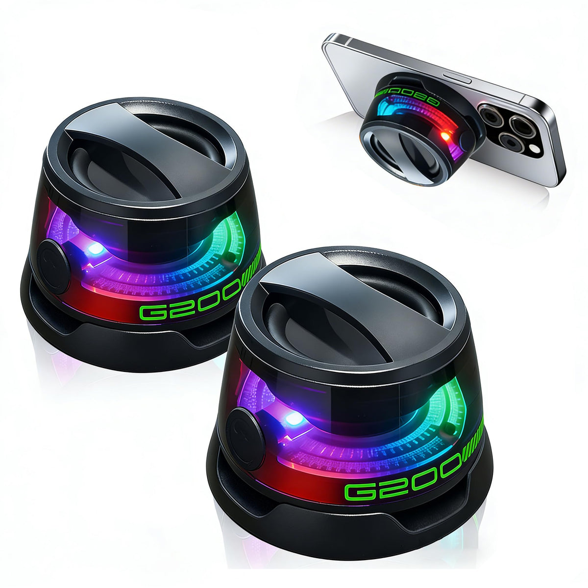 2 Pack Mini Bluetooth Speaker with RGB Lights U60479