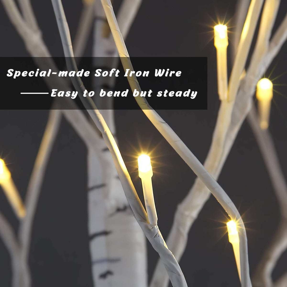 2 Pack 8FT 132 LED Lighted Artificial Birch Tree Warm White V967
