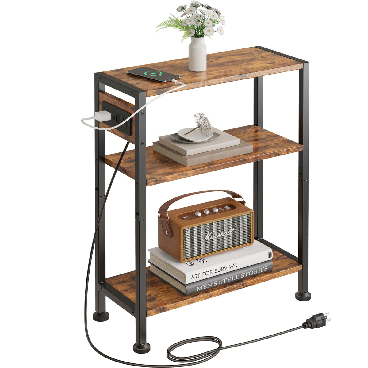 3-Tier Side Table with Charging Station V534