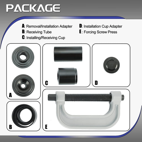 10 Pc Ball Joint Press Kit U Joint Removal Tool with Adapters E7800