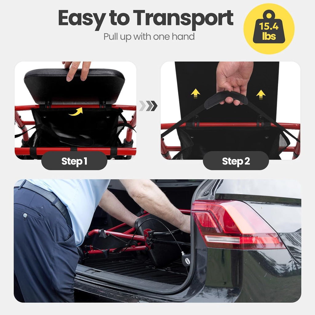 Heavy-Duty Rollator Walker with Seat X233748