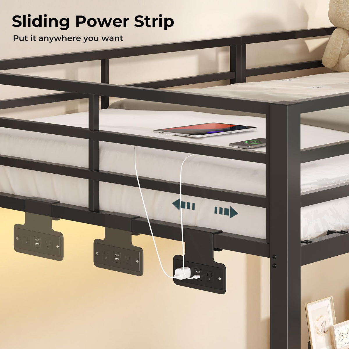 Black Triple Bunk Bed Twin Over Twin with Storage Staircase K488