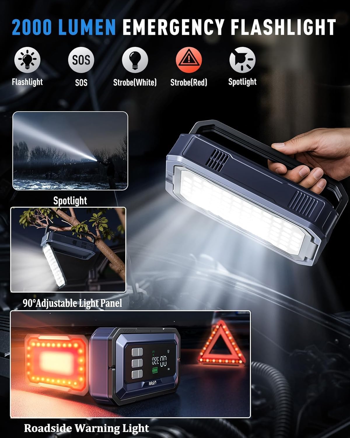 12V 8000A Portable Jump Starter with Air Compressor Y291203