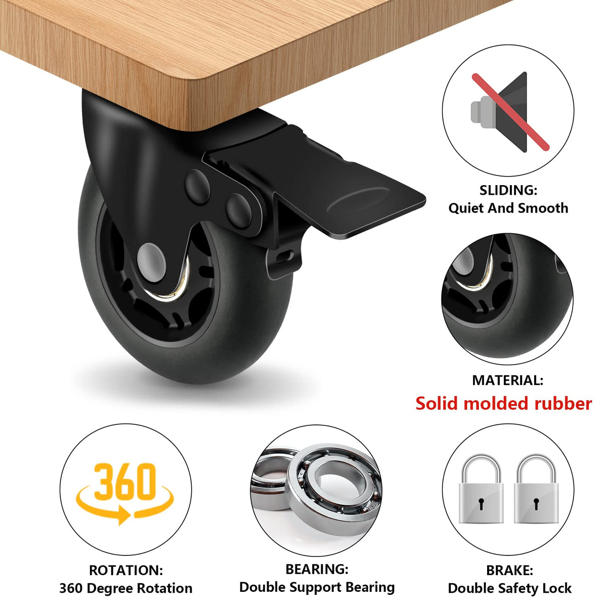 3” Lock Casters Set of 4 Heavy Duty G9056