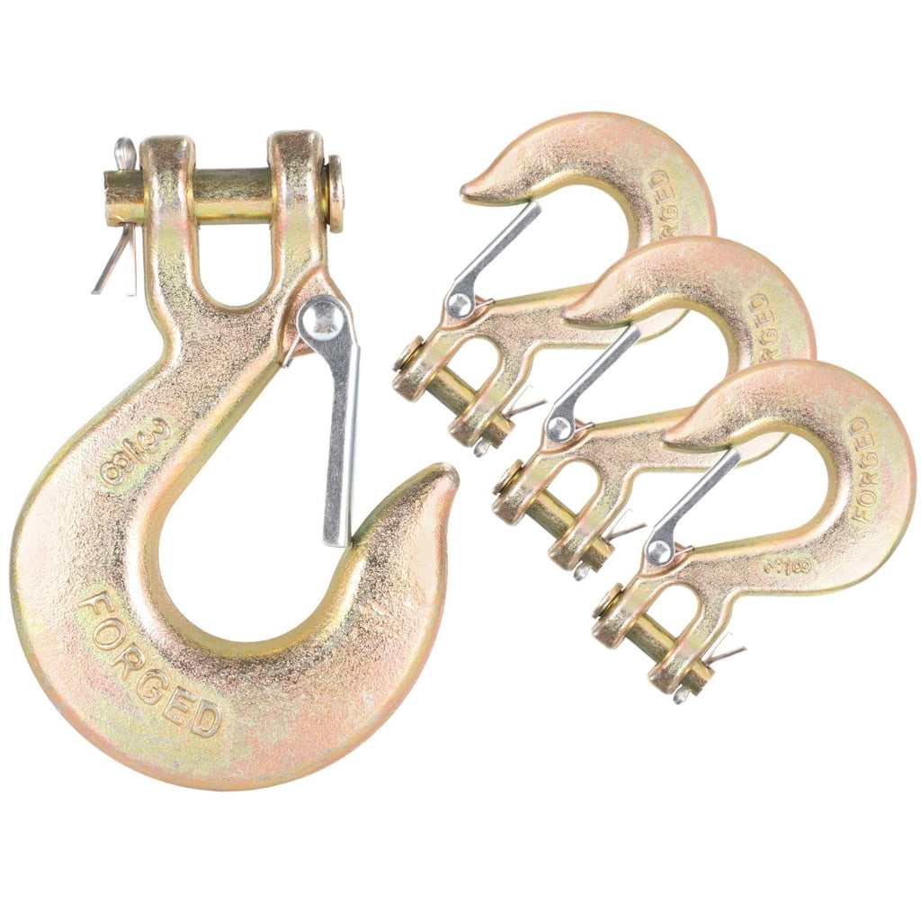 4-Pack 3/8 Forged Clevis Slip Hooks with Safety Latch N430