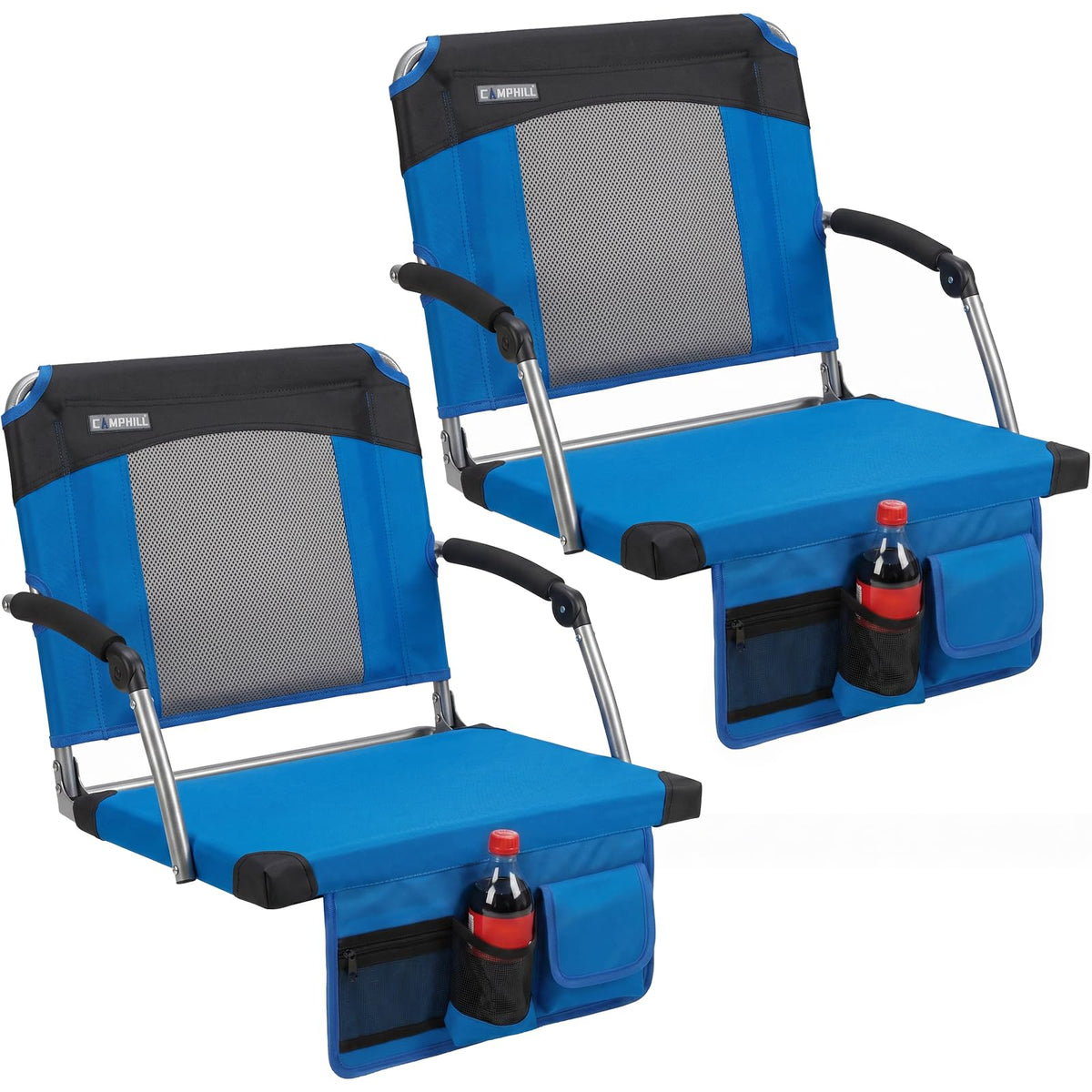 2 Pack Blue Stadium Seats with Back Support & Armrests I959371