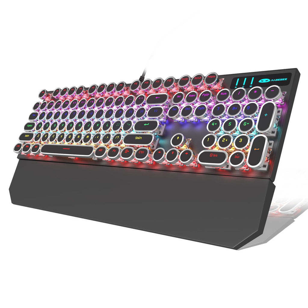 Black Retro Mechanical Gaming Keyboard with RGB Backlit O289