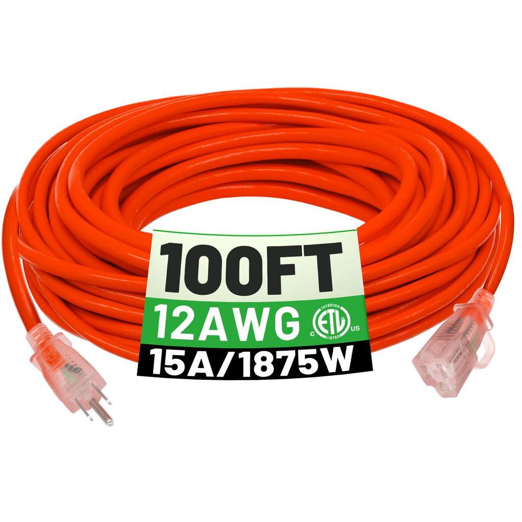 100 FT 12/3 Outdoor Extension Cord Waterproof U1927