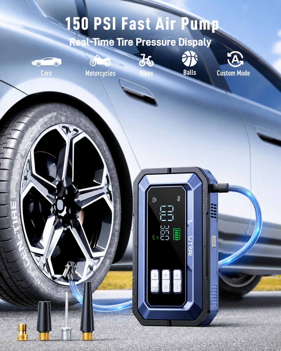 12V 8000A Portable Jump Starter with Air Compressor Y291203