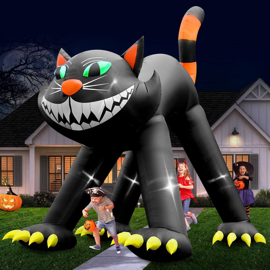 14FT Inflatable Black Cat Halloween Decoration with 7 LED B9734
