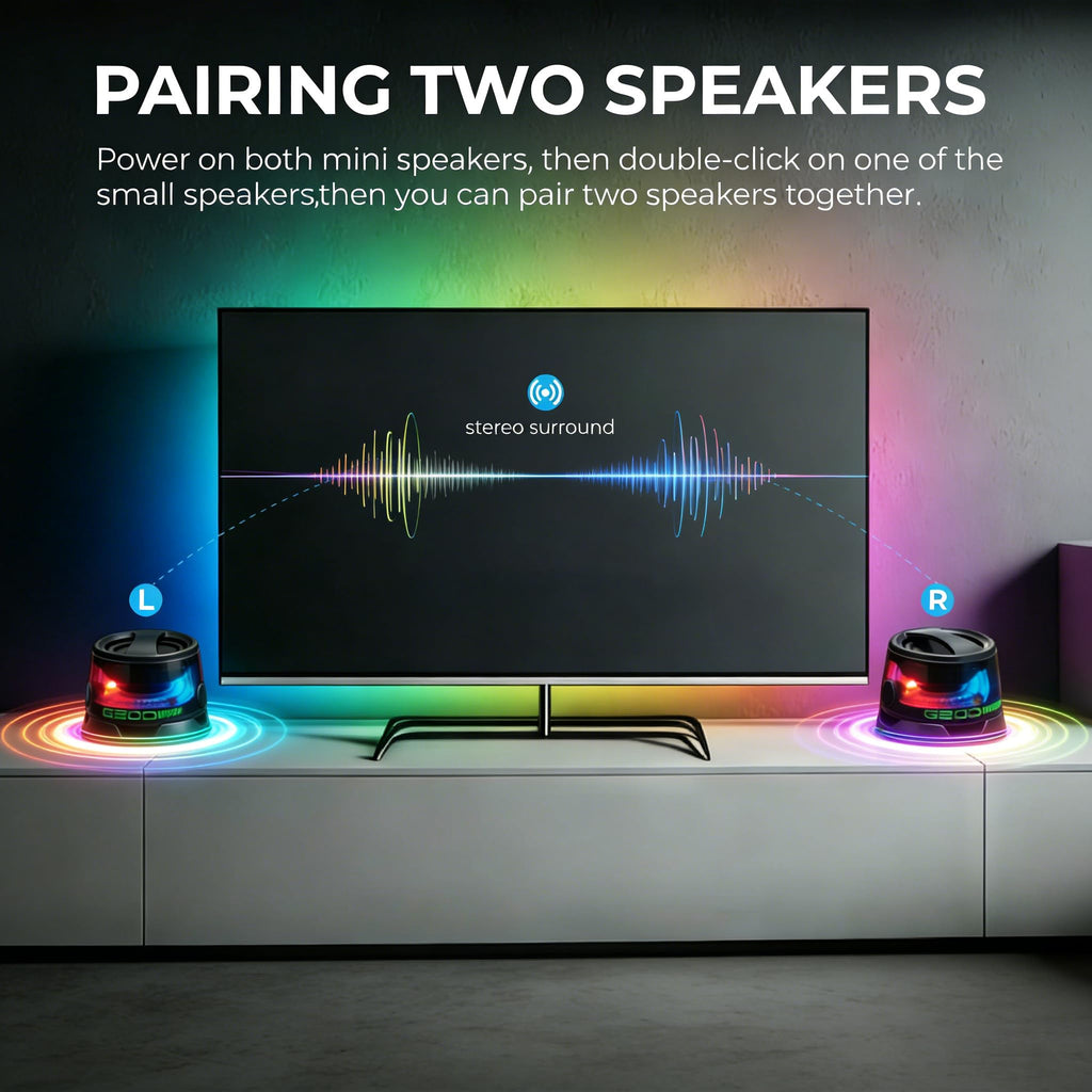 2 Pack Mini Bluetooth Speaker with RGB Lights U60479