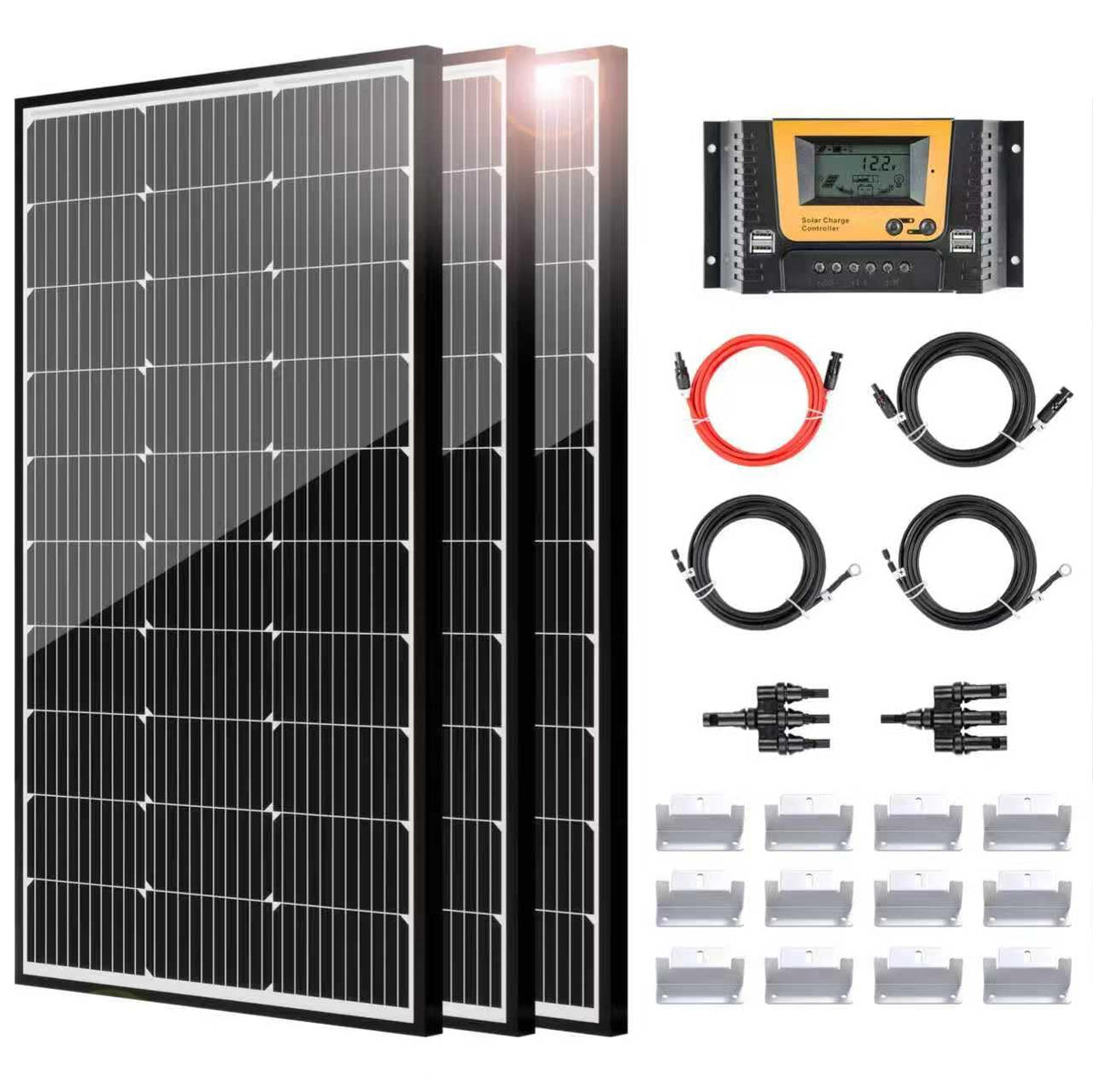 300 Watt 12 Volt Monocrystalline Solar Panel Kit with 40A PWM Charge Controller B60040