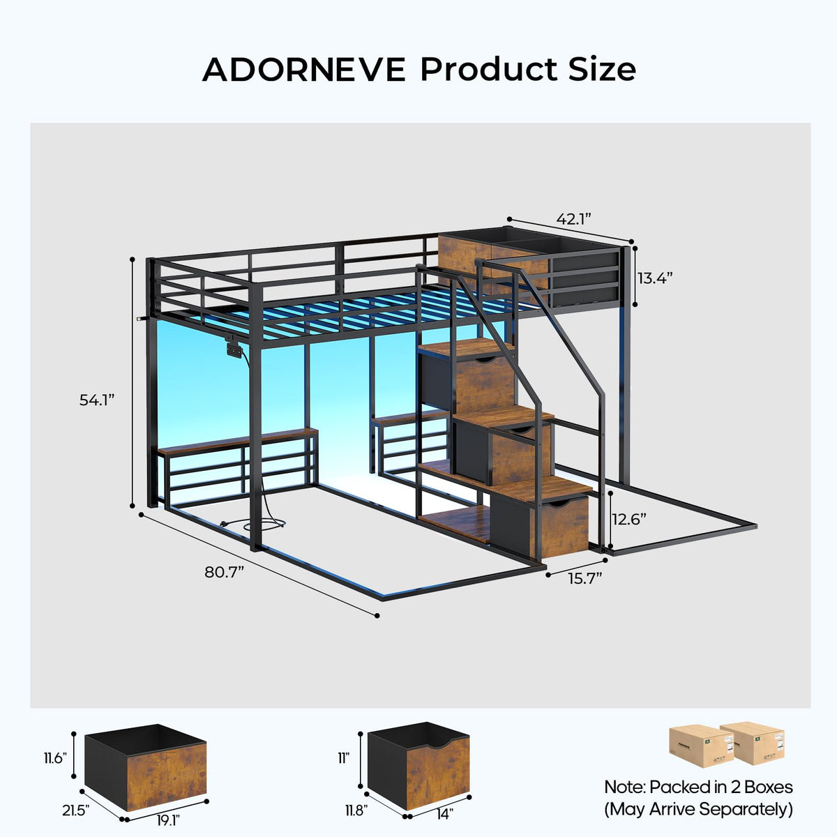 Black Triple Bunk Bed Twin Over Twin with Storage Staircase K488