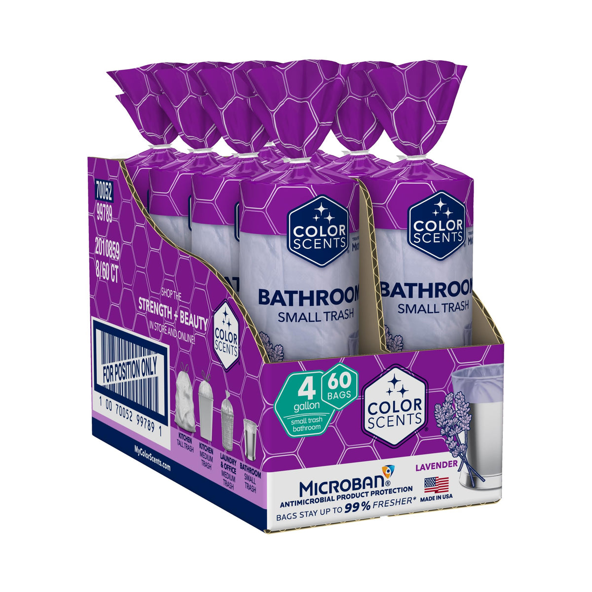 4 Gallon Drawstring Trash Bags 480 Bags Lavender O62448
