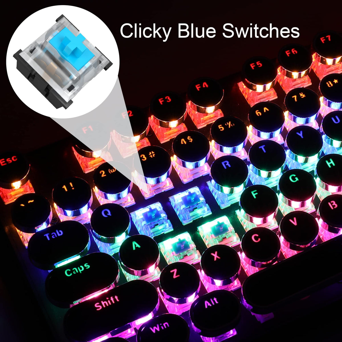 Black Retro Mechanical Gaming Keyboard with RGB Backlit O289